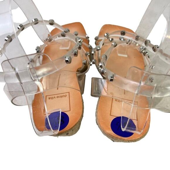 Dolce Vita Maxton Espadrille Womens Clear Studded Wedge Sandals Square Toe 8.5 - Picture 10 of 16